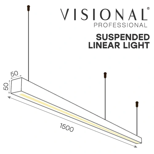 LED lineārais piekaramais gaismeklis 48W, 150 cm, 4000K, 4800Lm, IP40